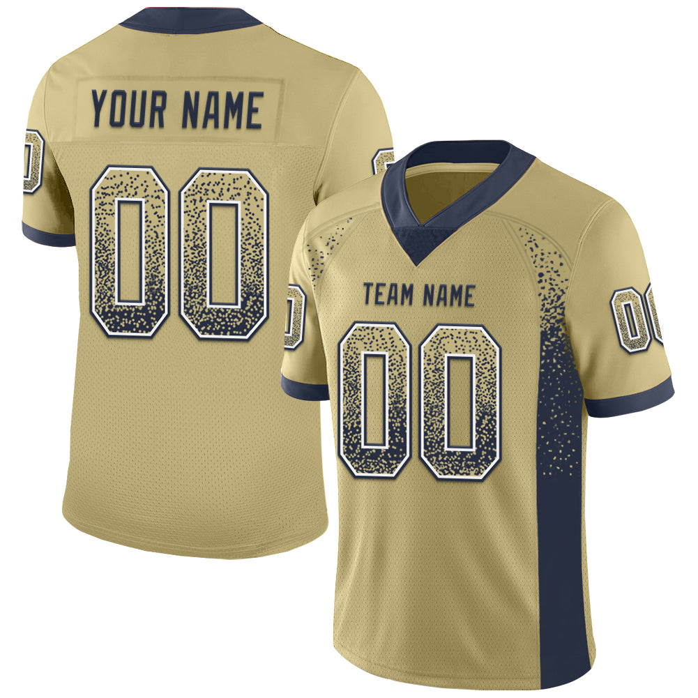 Custom Vegas Gold Navy-White Mesh Drift Fashion Football Jersey