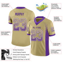 Загрузить изображение в средство просмотра галереи, Custom Vegas Gold Purple-White Mesh Drift Fashion Football Jersey
