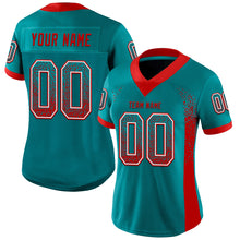 Charger l&#39;image dans la galerie, Custom Teal Red-White Mesh Drift Fashion Football Jersey
