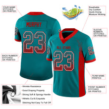 Charger l&#39;image dans la galerie, Custom Teal Red-White Mesh Drift Fashion Football Jersey
