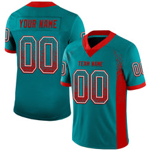 Charger l&#39;image dans la galerie, Custom Teal Red-White Mesh Drift Fashion Football Jersey
