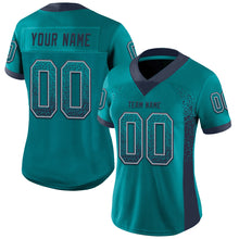 Загрузить изображение в средство просмотра галереи, Custom Teal Navy-Gray Mesh Drift Fashion Football Jersey
