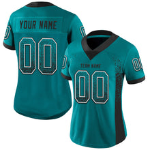 Загрузить изображение в средство просмотра галереи, Custom Teal Black-White Mesh Drift Fashion Football Jersey
