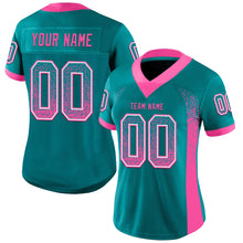 Загрузить изображение в средство просмотра галереи, Custom Teal Pink-White Mesh Drift Fashion Football Jersey
