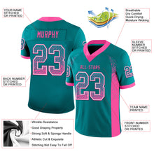 Загрузить изображение в средство просмотра галереи, Custom Teal Pink-White Mesh Drift Fashion Football Jersey
