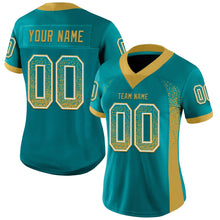 Загрузить изображение в средство просмотра галереи, Custom Teal Old Gold-White Mesh Drift Fashion Football Jersey
