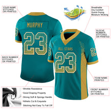 Загрузить изображение в средство просмотра галереи, Custom Teal Old Gold-White Mesh Drift Fashion Football Jersey
