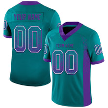 Charger l&#39;image dans la galerie, Custom Teal Purple-White Mesh Drift Fashion Football Jersey
