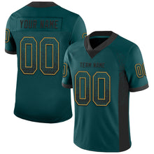 Загрузить изображение в средство просмотра галереи, Custom Midnight Green Black-Old Gold Mesh Drift Fashion Football Jersey
