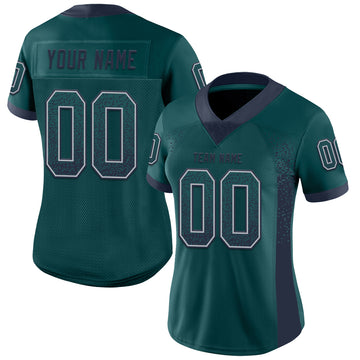 Custom Midnight Green Navy-Gray Mesh Drift Fashion Football Jersey