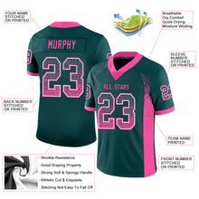 Загрузить изображение в средство просмотра галереи, Custom Midnight Green Pink-White Mesh Drift Fashion Football Jersey
