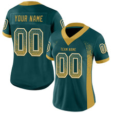 Загрузить изображение в средство просмотра галереи, Custom Midnight Green Old Gold-White Mesh Drift Fashion Football Jersey
