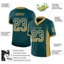 Загрузить изображение в средство просмотра галереи, Custom Midnight Green Old Gold-White Mesh Drift Fashion Football Jersey
