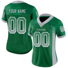 Laden Sie das Bild in den Galerie-Viewer, Custom Kelly Green Gray-White Mesh Drift Fashion Football Jersey
