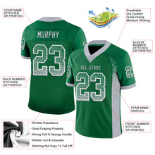 Laden Sie das Bild in den Galerie-Viewer, Custom Kelly Green Gray-White Mesh Drift Fashion Football Jersey
