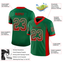 Load image into Gallery viewer, Custom Kelly Green Red-White Mesh Drift Fashion Football Jersey
