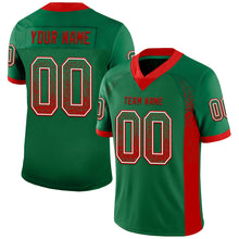 Load image into Gallery viewer, Custom Kelly Green Red-White Mesh Drift Fashion Football Jersey
