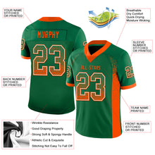 Load image into Gallery viewer, Custom Kelly Green Orange-White Mesh Drift Fashion Football Jersey
