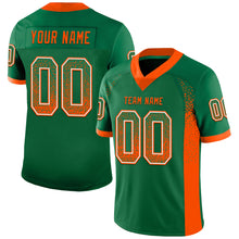 Load image into Gallery viewer, Custom Kelly Green Orange-White Mesh Drift Fashion Football Jersey
