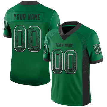 Custom Kelly Green Black-Gray Mesh Drift Fashion Football Jersey