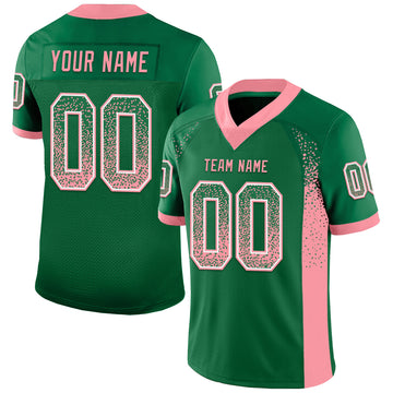 Custom Kelly Green Medium Pink-White Mesh Drift Fashion Football Jersey