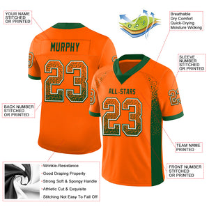 Custom Orange Green-White Mesh Drift Fashion Football Jersey