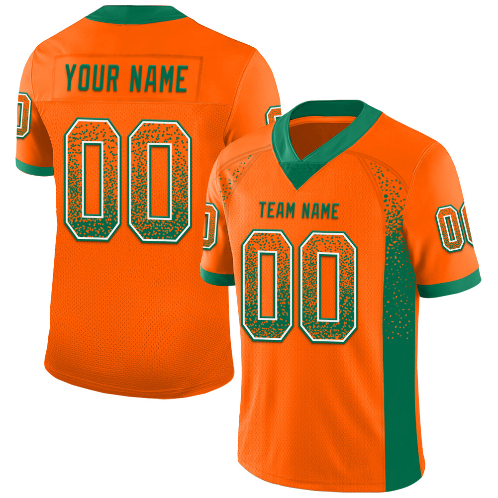 Custom Orange Kelly Green-White Mesh Drift Fashion Football Jersey