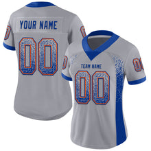 Load image into Gallery viewer, Custom Gray Royal-Orange Mesh Drift Fashion Football Jersey
