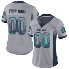 Load image into Gallery viewer, Custom Gray Navy-Teal Mesh Drift Fashion Football Jersey
