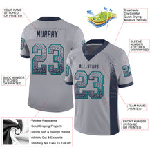 Load image into Gallery viewer, Custom Gray Navy-Teal Mesh Drift Fashion Football Jersey
