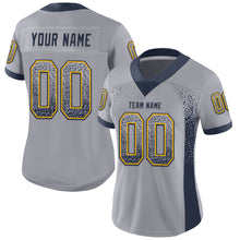 Загрузить изображение в средство просмотра галереи, Custom Gray Navy-Gold Mesh Drift Fashion Football Jersey
