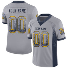 Загрузить изображение в средство просмотра галереи, Custom Gray Navy-Gold Mesh Drift Fashion Football Jersey
