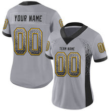 Загрузить изображение в средство просмотра галереи, Custom Gray Black-Gold Mesh Drift Fashion Football Jersey
