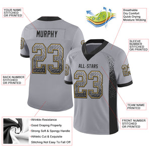 Custom Gray Black-Old Gold Mesh Drift Fashion Football Jersey