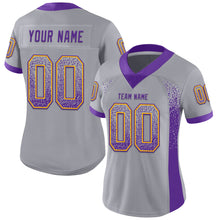 Загрузить изображение в средство просмотра галереи, Custom Gray Purple-Gold Mesh Drift Fashion Football Jersey
