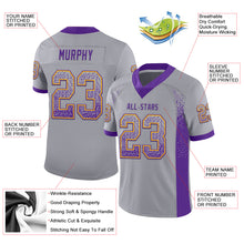 Загрузить изображение в средство просмотра галереи, Custom Gray Purple-Gold Mesh Drift Fashion Football Jersey
