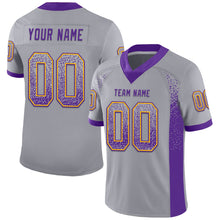 Загрузить изображение в средство просмотра галереи, Custom Gray Purple-Gold Mesh Drift Fashion Football Jersey
