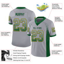 Загрузить изображение в средство просмотра галереи, Custom Gray Green-Gold Mesh Drift Fashion Football Jersey
