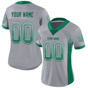 Custom Gray Kelly Green-White Mesh Drift Fashion Football Jersey