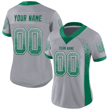 Custom Gray Kelly Green-White Mesh Drift Fashion Football Jersey