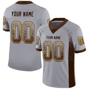 Custom Gray Brown-Gold Mesh Drift Fashion Football Jersey