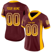 Laden Sie das Bild in den Galerie-Viewer, Custom Burgundy Gold-White Mesh Drift Fashion Football Jersey
