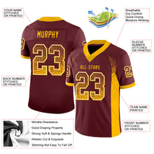 Laden Sie das Bild in den Galerie-Viewer, Custom Burgundy Gold-White Mesh Drift Fashion Football Jersey
