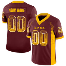 Laden Sie das Bild in den Galerie-Viewer, Custom Burgundy Gold-White Mesh Drift Fashion Football Jersey
