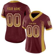 Load image into Gallery viewer, Custom Burgundy Old Gold-White Mesh Drift Fashion Football Jersey
