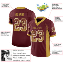 Load image into Gallery viewer, Custom Burgundy Old Gold-White Mesh Drift Fashion Football Jersey
