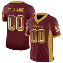 Load image into Gallery viewer, Custom Burgundy Old Gold-White Mesh Drift Fashion Football Jersey
