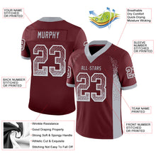 Laden Sie das Bild in den Galerie-Viewer, Custom Burgundy Gray-White Mesh Drift Fashion Football Jersey
