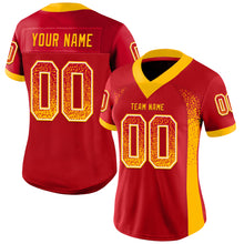 Laden Sie das Bild in den Galerie-Viewer, Custom Red Gold-White Mesh Drift Fashion Football Jersey
