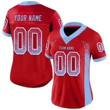 Laden Sie das Bild in den Galerie-Viewer, Custom Red Light Blue-White Mesh Drift Fashion Football Jersey
